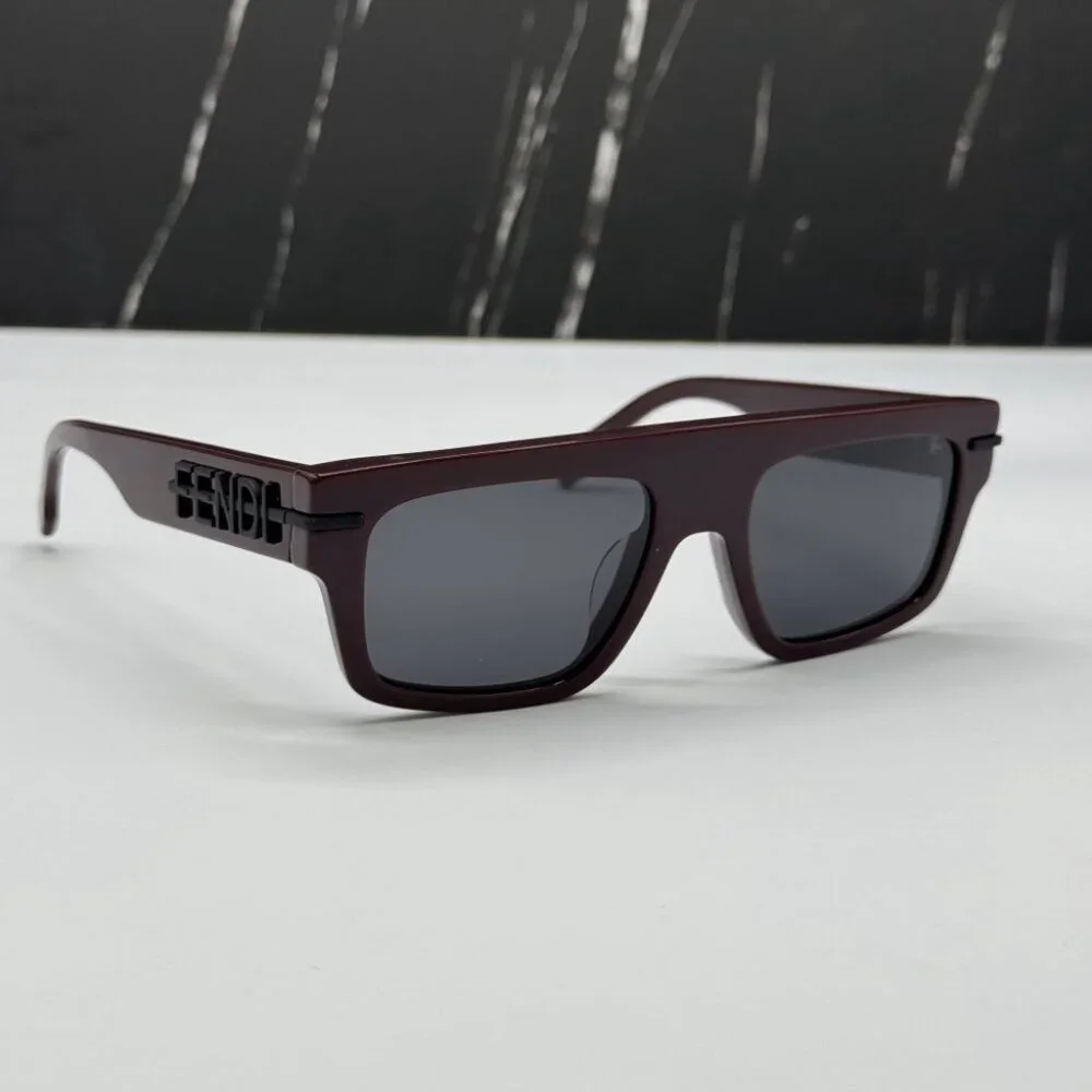 NEW FE40091U 69A FENDI BORDEAUX GREY SQUARE MEN FENDI SUNGLASSES - Picture 5 of 11